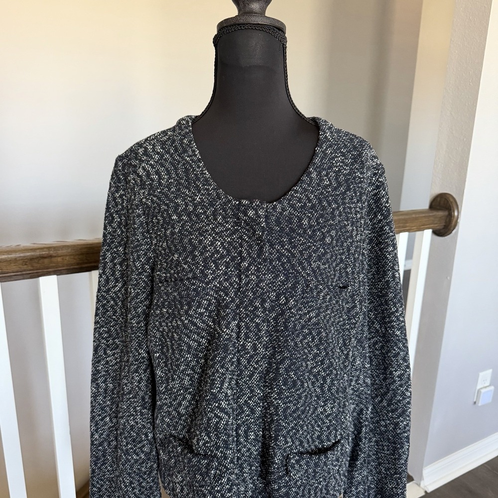 J Crew NWT Micro Tweed Stretch Jacket Blazer Blue Full Zip XL Preppy Office - Picture 2 of 10